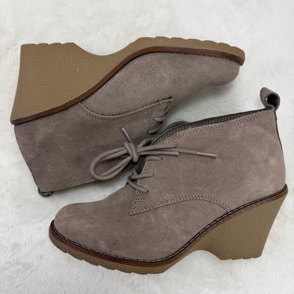 Sonoma Nadine Taupe Suede Wedge Ankle Boots Women’s Size 7 - Picture 6 of 10